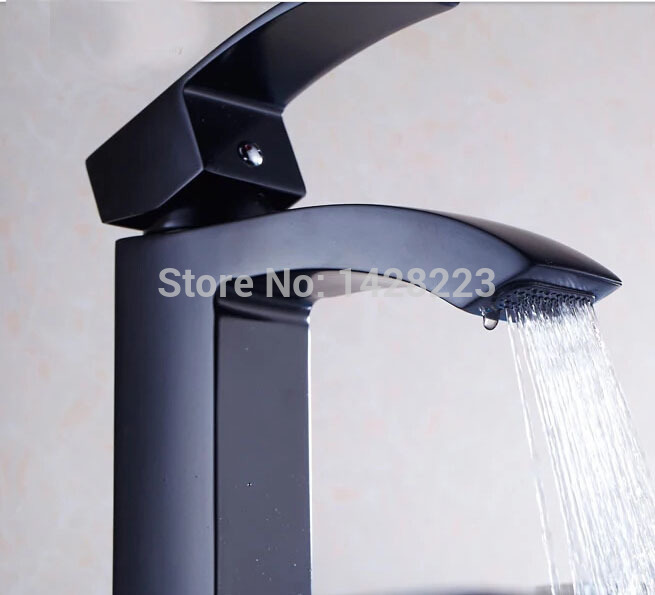 oil rubbed bronze deck mounted single handle waterfall basin sink faucet and cold water bathroom mixer taps