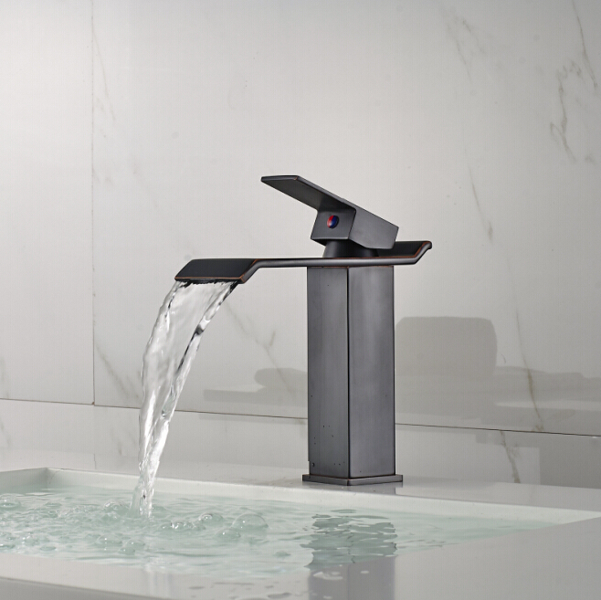 waterfall spout basin sink faucet single lever one hole bathroom and cold mixer taps