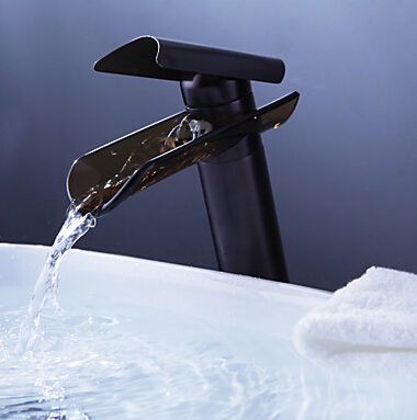 oil rubbed bronze glass waterfall faucet mixer tap waterfall glass spout mixer torneira banheiro misturador