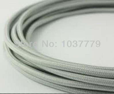 20 meters long grey color fabric braided cable for pendant lamp textile wire copper cord