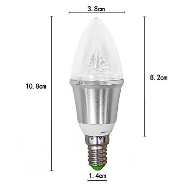 6pcs/lot e14 led candle light lamp bulb 3w 240lm ac110/220v warm white/white for home