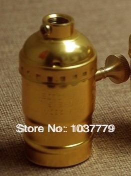 8pcs/lot aluminum gold e27 fitting lamp holder with brass turn switch