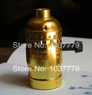 of 18pcs/lot e27 aluminum material gold color lamp holder with switch