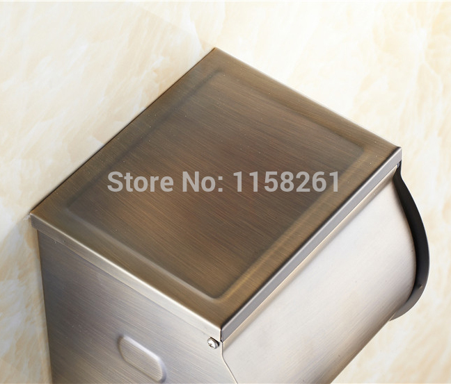 antique stainless steel wall mounted waterproof paper box 1 bathroom toilet tissue holder square style accessories kh-8684