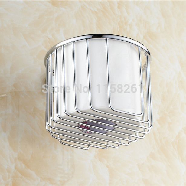 chrome finish bathroom toilet paper holder brass toilet paper basket paper towel holder bathroom accessories/furniture kh-8683