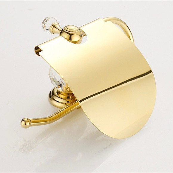 luxury crystal & brass gold paper box roll holder toilet gold paper holder tissue box bathroom accessories hk-40k