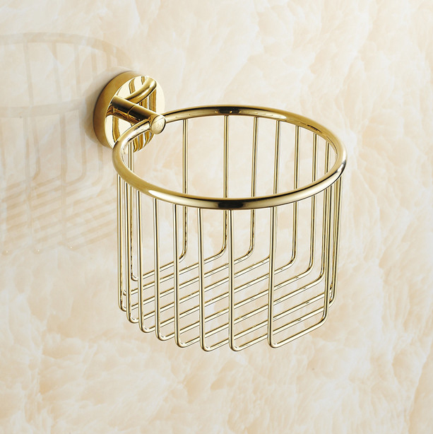 new euro style whole and retail bronze bath brass toilet paper holder roll holder golden finish shower storage kh-8685