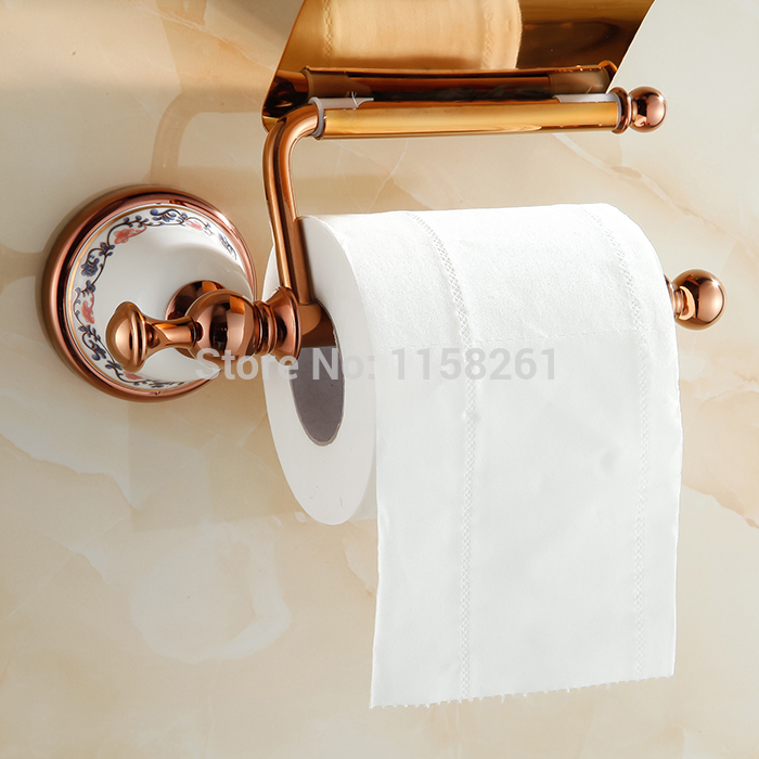paper holder/roll holder/tissue holder with cover,solid brass construction ,rose gold finish,bathroom accessories 3320e