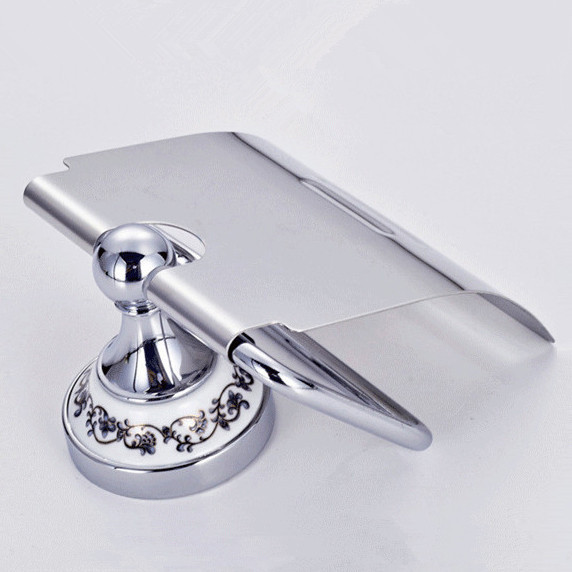 toilet roll holder bathroom accessories products ceramic solid brass chrome toilet roll holder, paper holder with cover st-3696