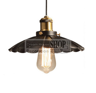 est 20th c. factory filament metal shade aged steel black finished industrial iron edison pendant lamps