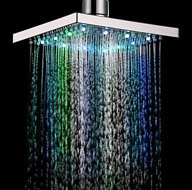 7 color led shower head led rain shower head square abs light changing led shower temperature sensor
