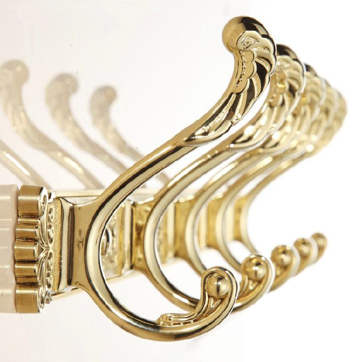 carving gold plate wall mount clothes and hat hook 4-8 row hook bathroom accessories ha-26g