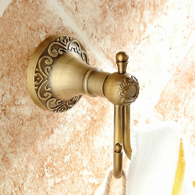 new antique brass bathroom towel rack holder wall mounted towel holder dual hook hj1123f