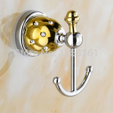 robe hook,clothes hook,solid brass construction chrome+gold finish bath hardware accessory home decoration 5401