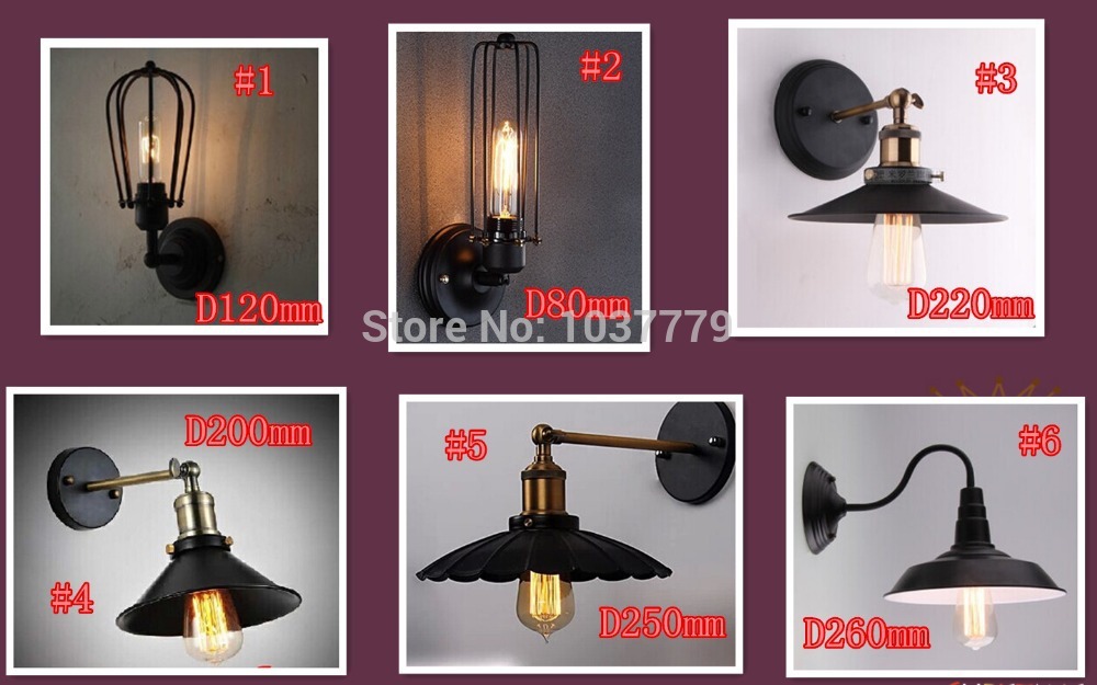 wholes price of 6pcs/lot edison vintage lightings e27 base iron wall lamps
