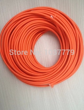12meters orange color fabric round 2*0.75mm wire vintage pendant lamp cable