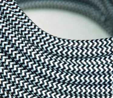 6meter/lot black-white color vintage fabric cable textile pendant lamp power cord