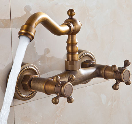 antique brass wall bathtub faucet, shower mixer