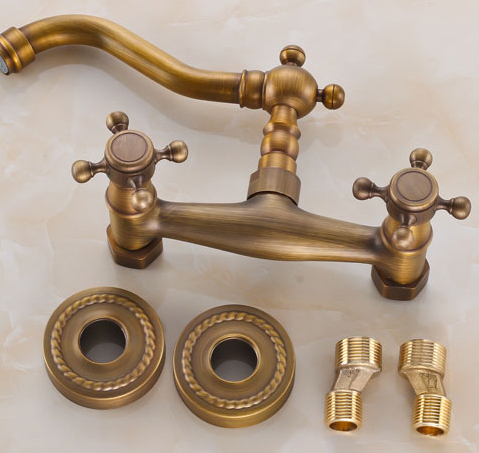 antique brass wall bathtub faucet, shower mixer