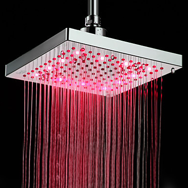 8 inch brass water saving rainfall led shower head with color changing led light,chuveiro ducha quadrado