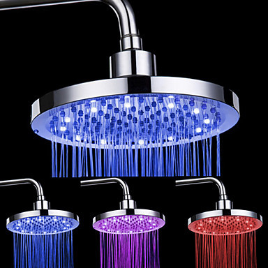 contemporary temperature-controlled 3 colors water saving rainfall led shower head 8 inch ,grohe chuveiro ducha quadrado