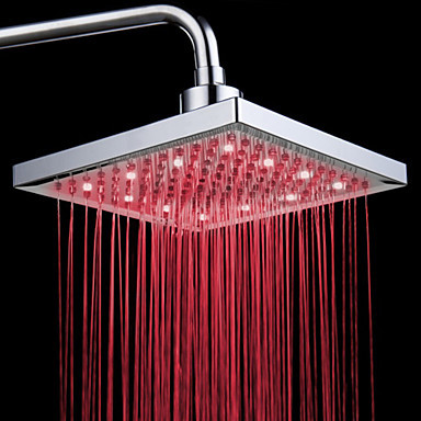 water saving rainfall led shower head 8 inch contemporary chrome finish square 3 colors ,chuveiro ducha quadrado