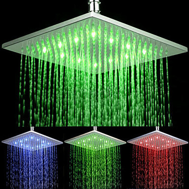 water saving rainfall led shower head contemporary temperature-controlled 3 colors 8 inch ,grohe chuveiro ducha quadrado