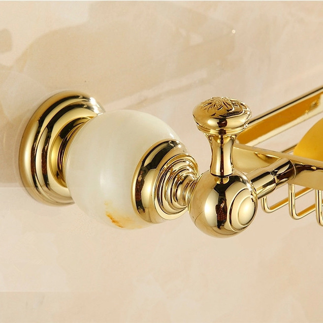 creative jade wall mount golden bathroom kitchen soap dish brass beautifull soap dish holder hy-30a
