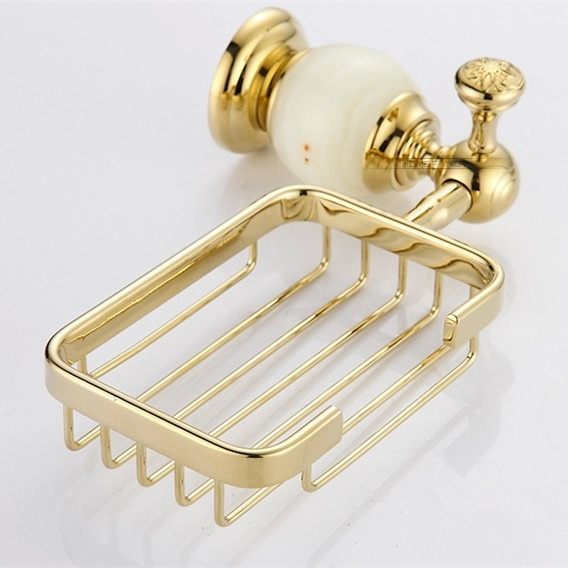 creative jade wall mount golden bathroom kitchen soap dish brass beautifull soap dish holder hy-30a