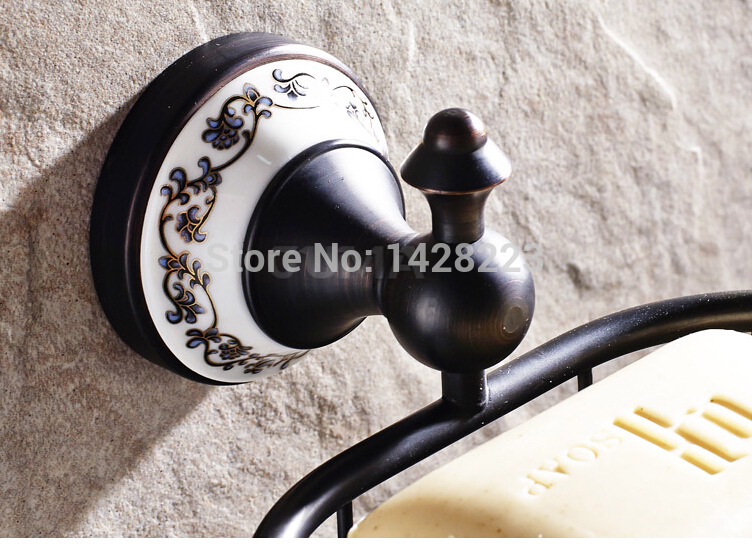 oil rubbed bronze brass bathroom & kitchen soap dish basket wall mounted