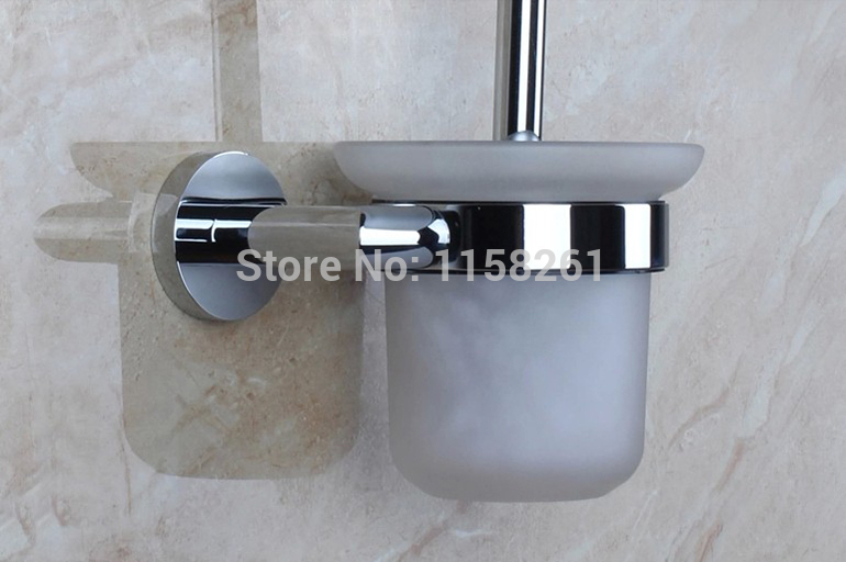 euro sell toilet brush holder,solid brass construction base chrome+frosted glass cup,bathroom accessories banheiro fm-3688