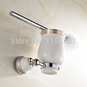 luxury chrome plated finish toilet brush holder with ceramic cup/ household products bath decoration 5509