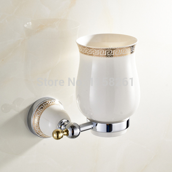 luxury chrome plated finish toilet brush holder with ceramic cup/ household products bath decoration 5509