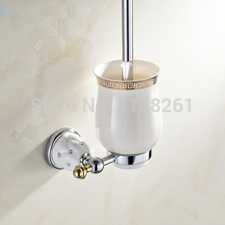 luxury chrome plated finish toilet brush holder with ceramic cup/ household products bath decoration bathroom accessories 5109