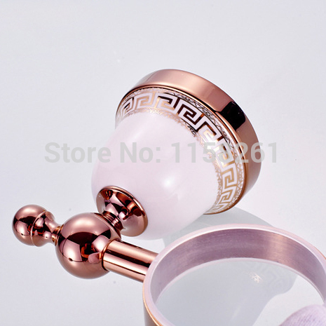 luxury rose gold plated finish toilet brush holder with ceramic cup/household products bath decoration bathroom accessories 5709