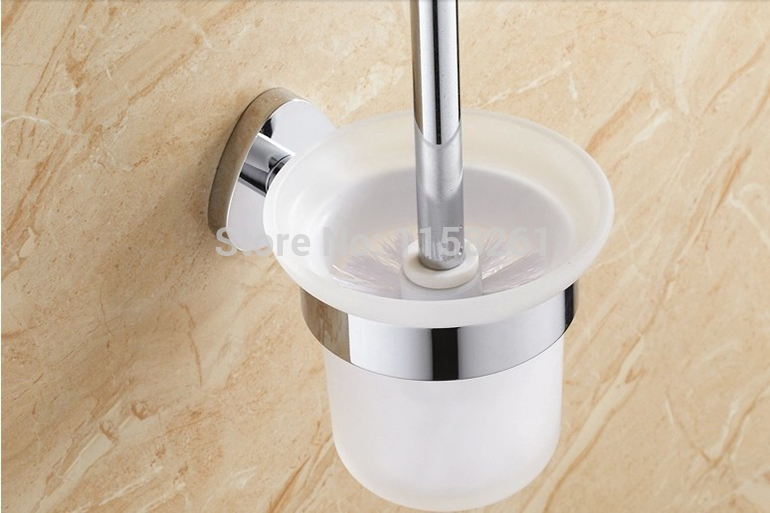 toilet brush holder,solid brass construction base chrome finish+frosted glass cup,bathroom accessories home decoration fm-5388