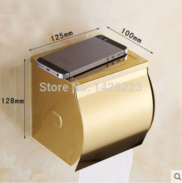 golden and chrome wall mounted toilet paper holder brass bathroom paper tissue basket/box