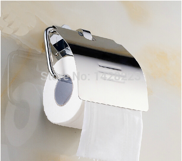 modern chrome brass wall mounted bathroom toilet paper holder waterproof with cover