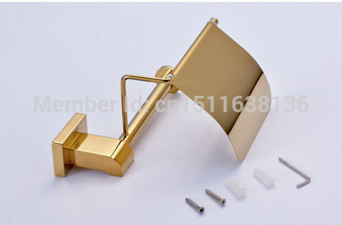 modern new wall mounted golden finish brass bathroom toilet paper holder with cover