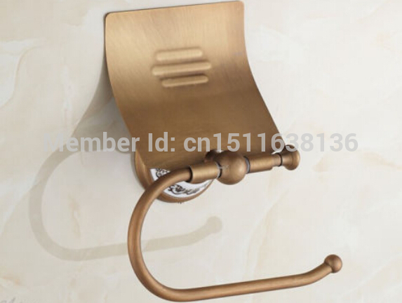 modern wall mounted bathroom antique brass with ceramic toilet paper holder tissue holder water-proof