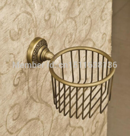 new designed wall mounted bathroom antique brass toilet paper holder basket holder
