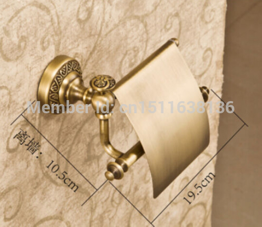 new wall mounted bathroom antique brass carving toilet paper holder with cover