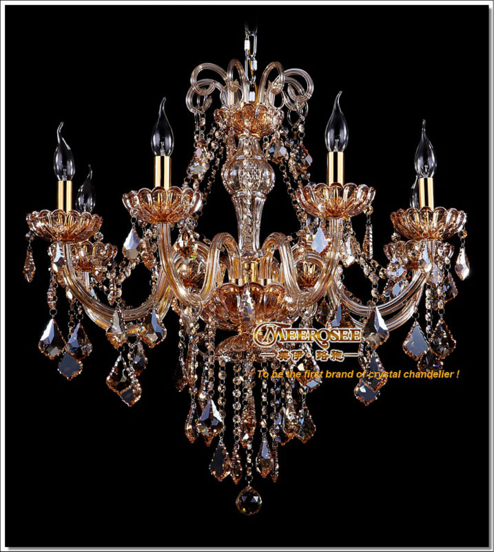 factory direct amber crystal chandelier lights lustre fixtures cristal chandelier md6609-l8