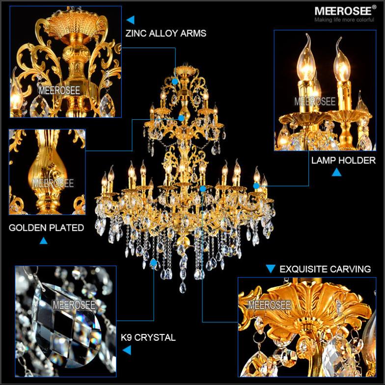 luxurious gold large crystal chandelier lamp / light / lighting fixture 3 tiers with 29 arms 29 lights fast