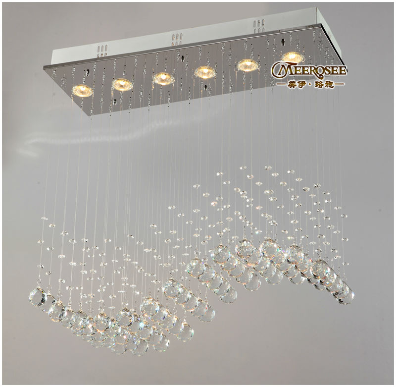 rectangle crystal chandelier light gu10 bulbs crystal curtain wave light for ceiling