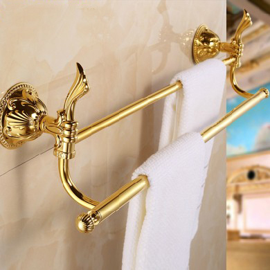 (24",60cm) double towel bar golden finishing/towel holder,towel rack,bathroom accessories bath furniture zp-9311