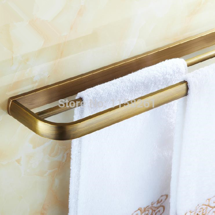solid brass towel rack bathroom antique double pole towel bar bath hardware towel holder f81348f