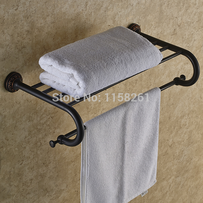 ! bathroom accessories towel racks wall mounted black towel shelf art carved towel rack with towel bar h91344-2r