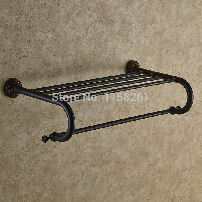 ! bathroom accessories towel racks wall mounted black towel shelf art carved towel rack with towel bar h91344-2r