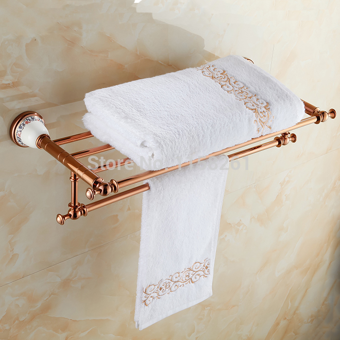 wall mounted bathroom accessories shelves rose gold bath towel holder towel rack xl-3319e